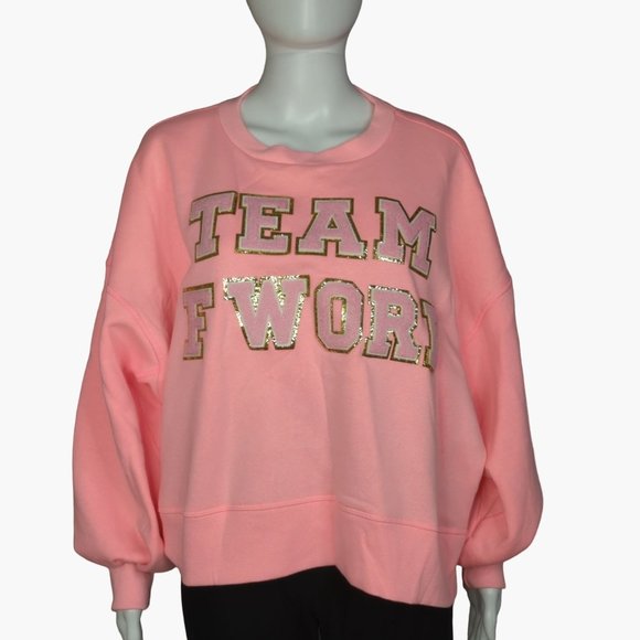 Judith March Womens Sweatshirt Pink TEAM FWORD Pullover Over Size XL - Picture 1 of 10